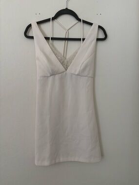 Forever 21 XS Ivory Lace Back Mini Dress Open Back Slip Dress